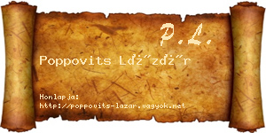 Poppovits Lázár névjegykártya
